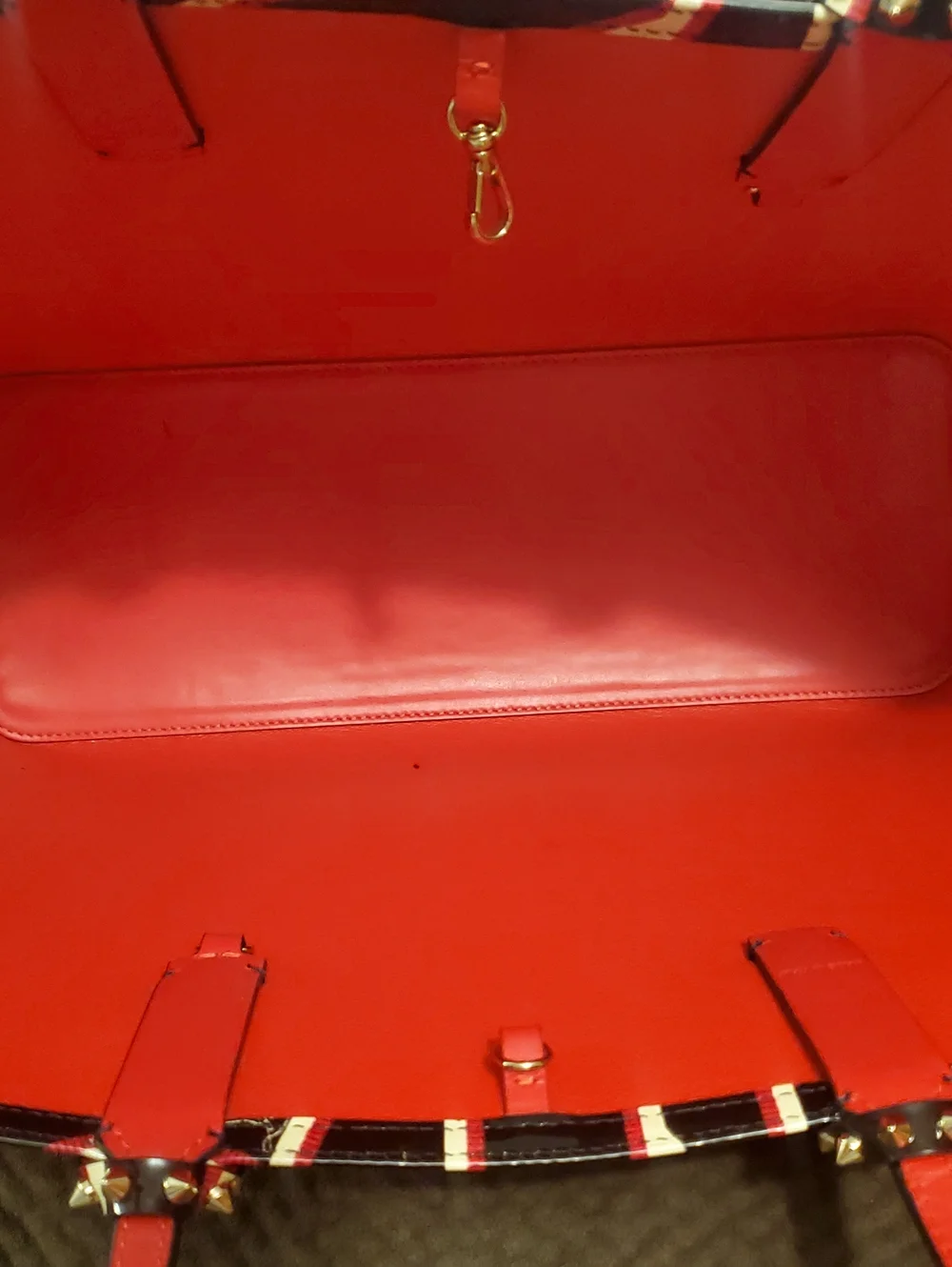 Christian Louboutin Black, Red & Cream Geometric Patent Tote